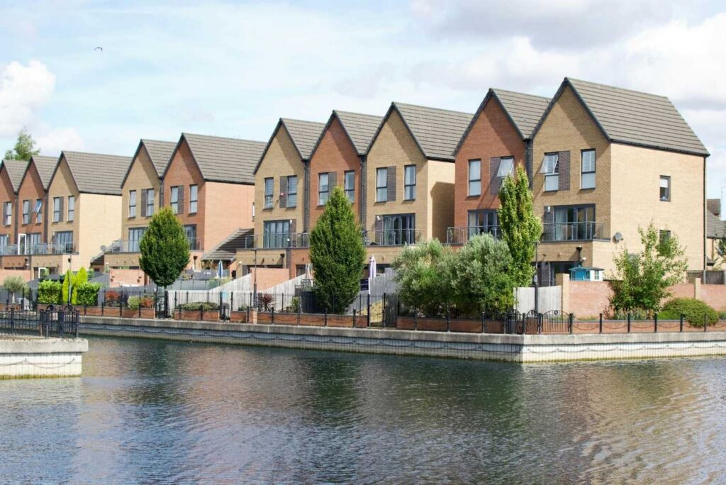 Modern Waterfront Townhouses in Residential Area